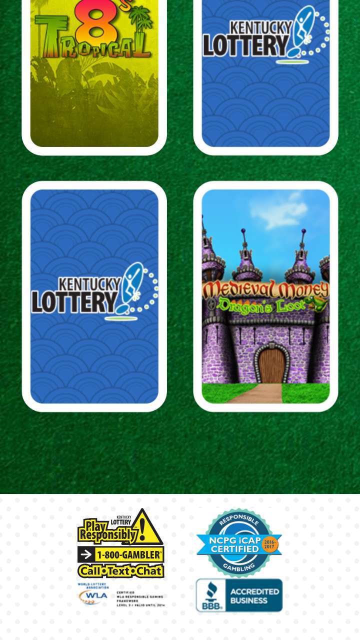 KY Lotto branded cards are flipped over.