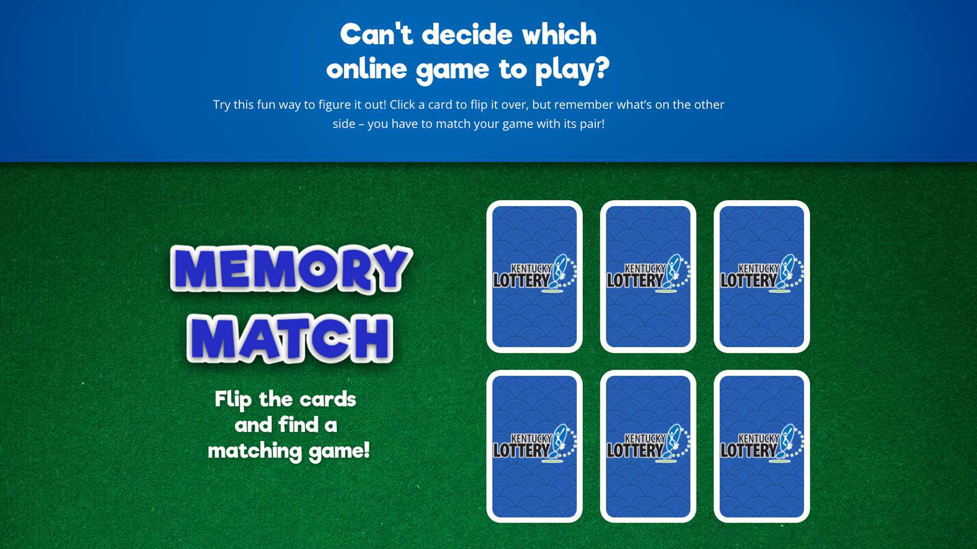 The KY Lotto landing page.